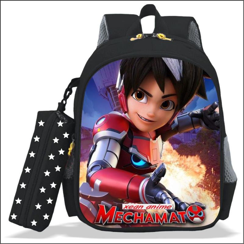 Tas Ransel Sekolah Anak Laki-Laki TK dan SD Karakter MECHAMATO Kualitas PREMIUM Bisa COD dan BONUS Tempat Pensil 2
