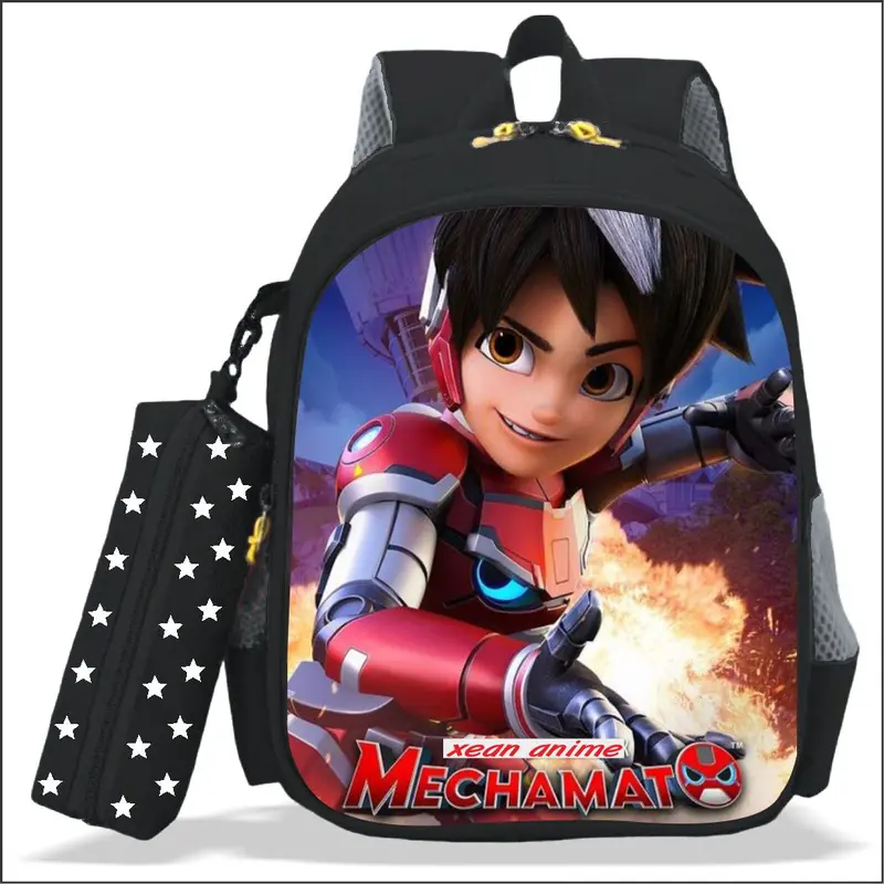 Tas Ransel Sekolah Anak Laki-Laki TK dan SD Karakter MECHAMATO Kualitas PREMIUM Bisa COD dan BONUS Tempat Pensil 2