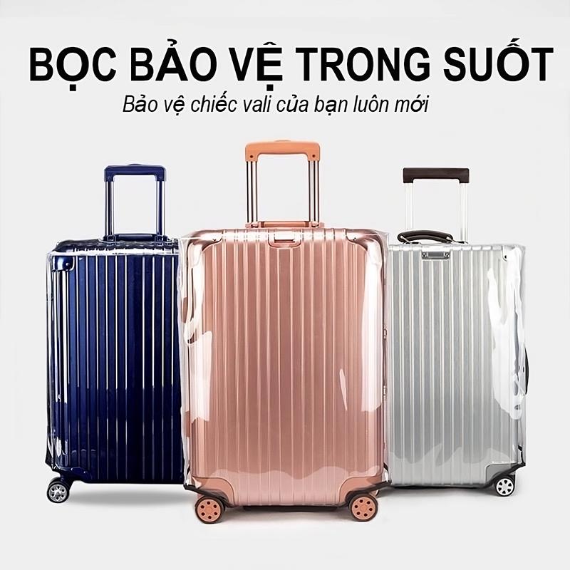 Vỏ bọc bảo vệ vali kéo trong suốt, túi bọc vali trong dày dặn đủ size hàng có sẵn.