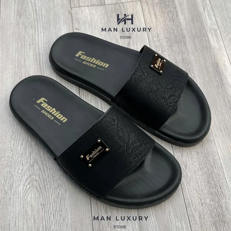 [KHÂU ĐẾ] Dép Nam quai ngang Fashion Da nhăn sít cao cấp Đế Kép 2 lớp Cao Cấp Hàng Đẹp Slipper Dép Lê Quai Ngang Đế Bằng dép  nam đẹp Nhung Đồng DéP 0