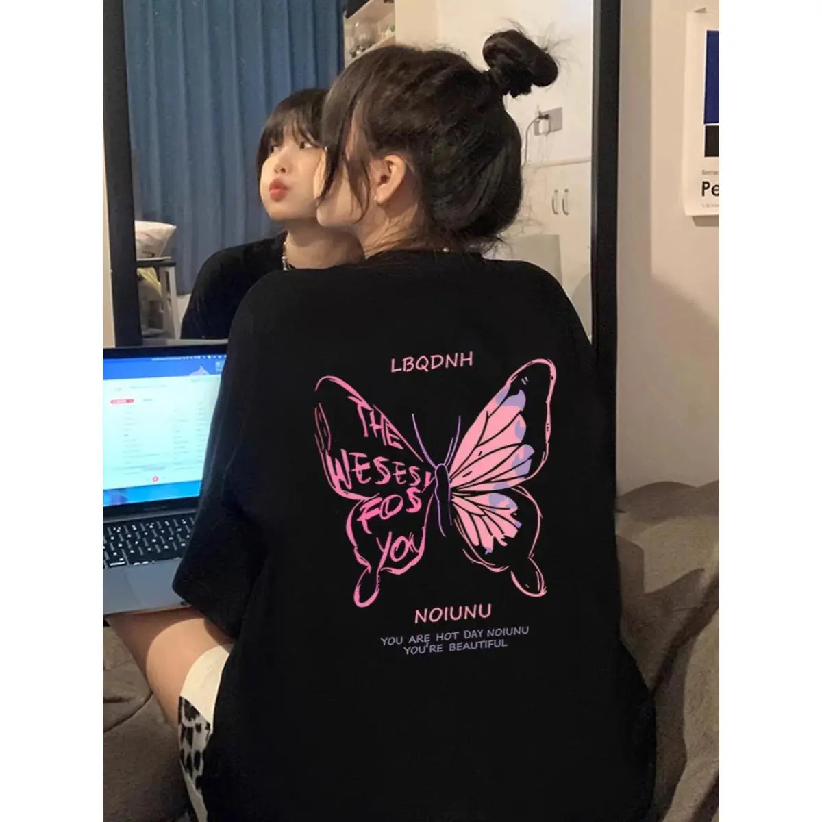 [COD&Fast Shiopping] T-Shirt Lelaki Wanita Musim Panas | Gaya Korea Longgar & Kasual, Baju Sukan Milk Silk Ringan, Rekaan Tik Moden, T-Shirt Lengan Pendek Oversize