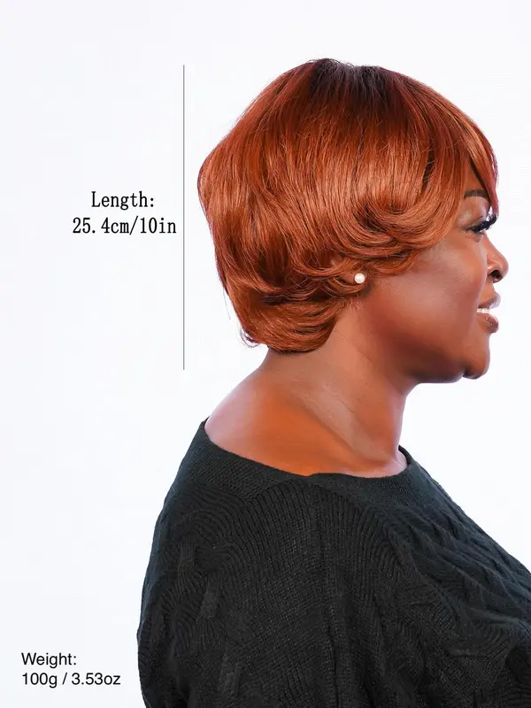 Short Curly Wigs for Women, Gorgeous Fluffy Wigs with Side-Swept Bangs, Synthetic Full Machine Wigs for Party, Daily Use 1