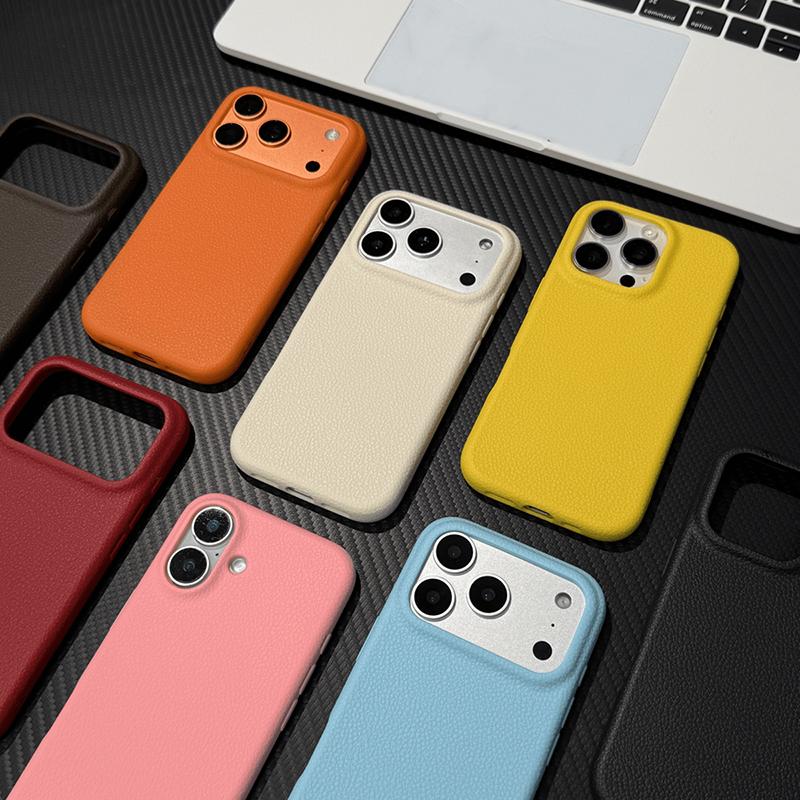 Vỏ điện thoại mẫu da màu rắn với thiết kế thời trang, tương thích với iPhone các mẫu 16 / 17, 15 Pro Max, phiên bản mềm Suitab cho các mẫu 14 / 13 và tương thích với mẫu 12
