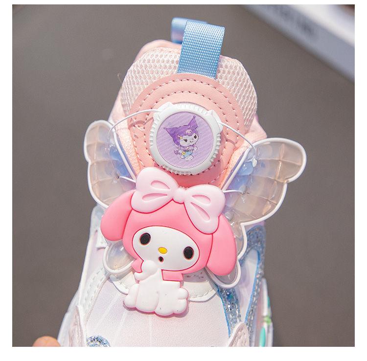 Product Introduction of Girls'shoes Children Sneaker Girls Mesh Shoes Breathable Kids'sport Shoes Rotating Button Sneaker Princess Light up Girl Glowing Leather Shoes 8