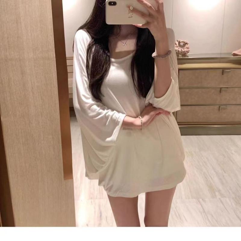 Product Introduction of Bộ Đồ Ngủ Dáng Rộng Vừa Vặn, Dài Trung Bình Áo Sơ Mi Chống Nắng Mùa Hè Trễ Vai 7