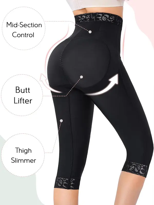 Women's Solid High Waist Contrast Lace Shapewear Bottom, Tummy Control Butt Lifting Shapewear Bottoms, High Stretch Shaper for Daily Wear 5