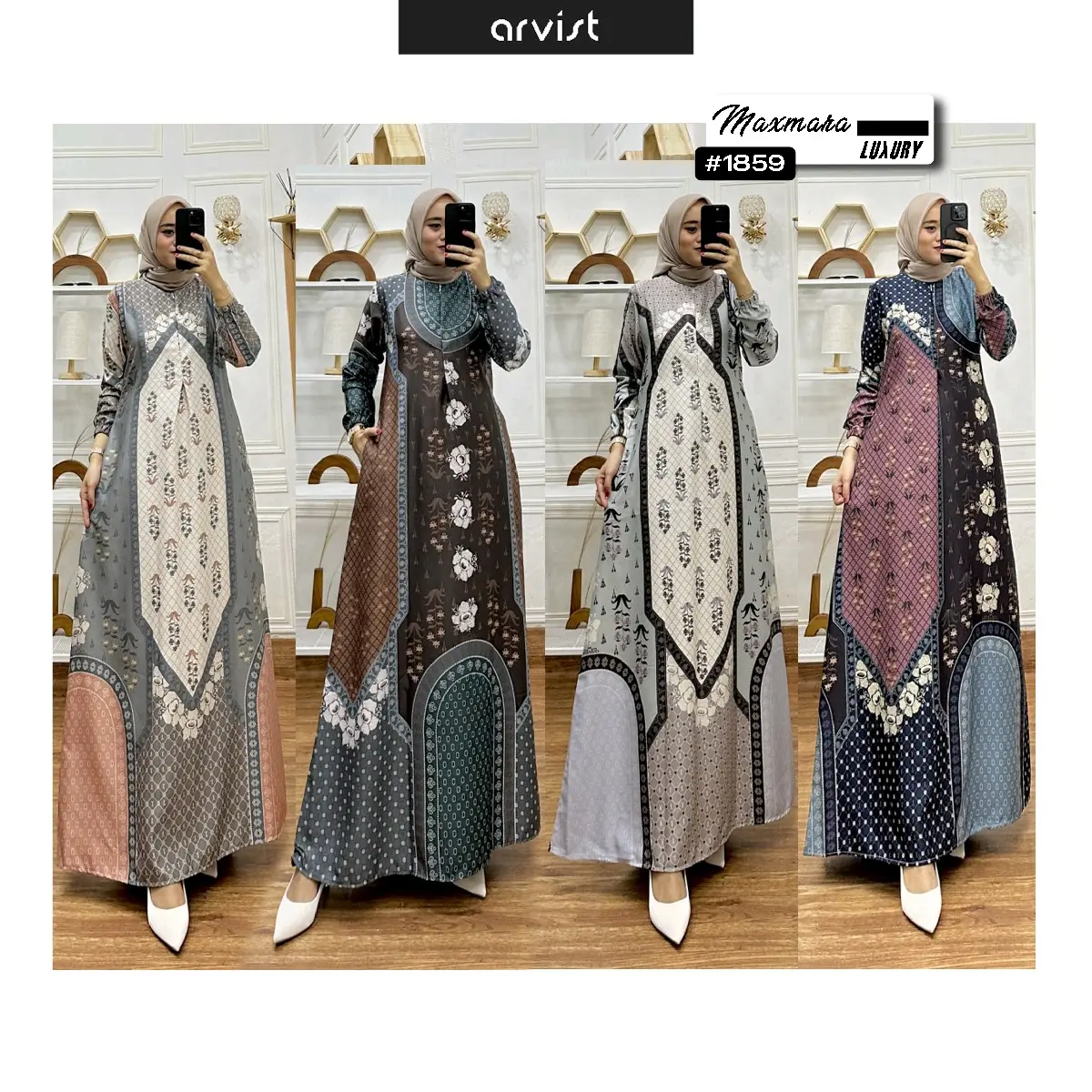 Gamis Muslim SILKY Sultan Premium #ARV1859 Motif Cantik Mewah