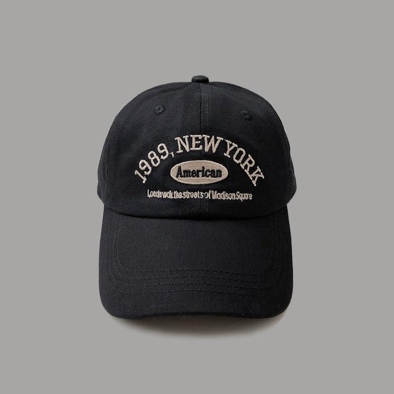 Korean Retro Baseball Cap for Men & Women - Autumn & Winter Versatile Street Style with "1989" Letter Embroidery, Duckbill Hat for Summer, Couple's Design 7
