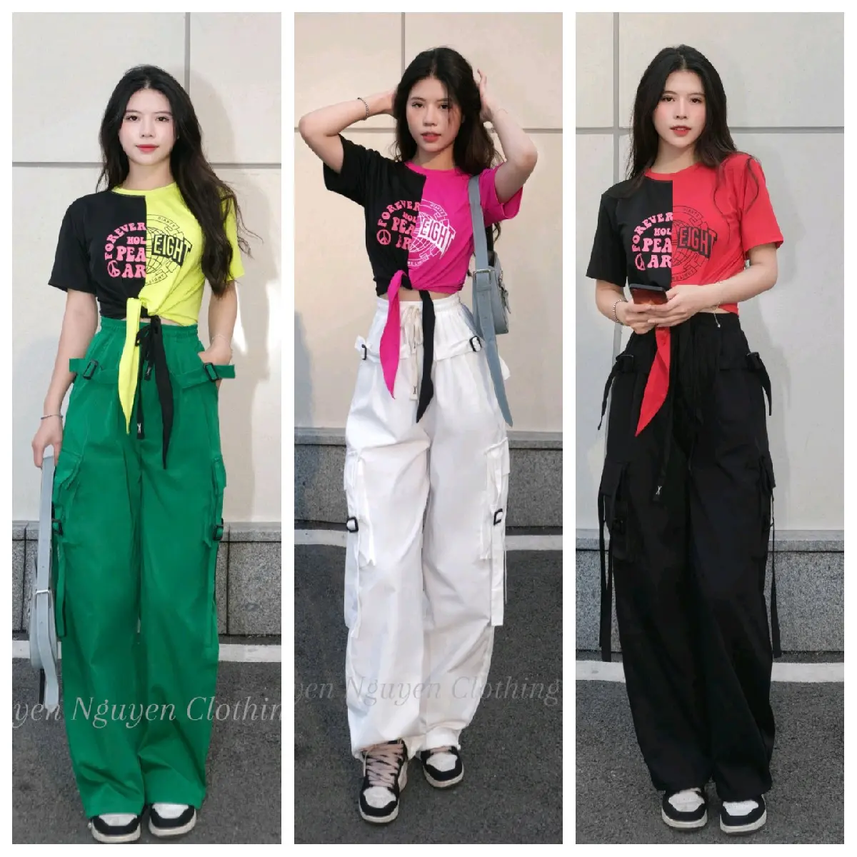 M06- Set quần túi hộp Kaki MOKI phối áo thun co giãn (có lẻ quần/áo)