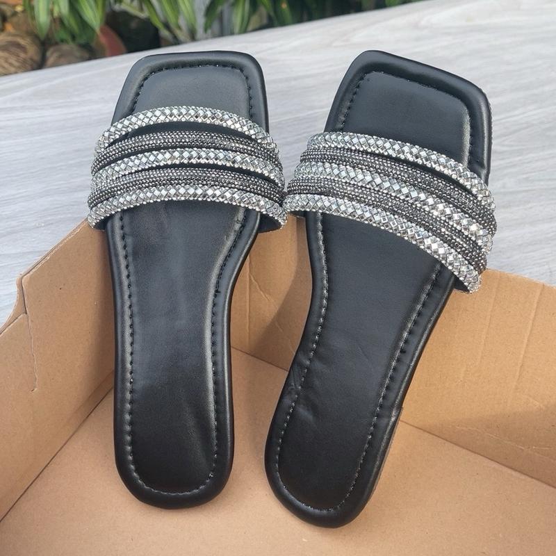 Dép quai ĐÁ 5 DÂY XỊN BẢN NGANG lấp lánh sang trọng 36- 2
