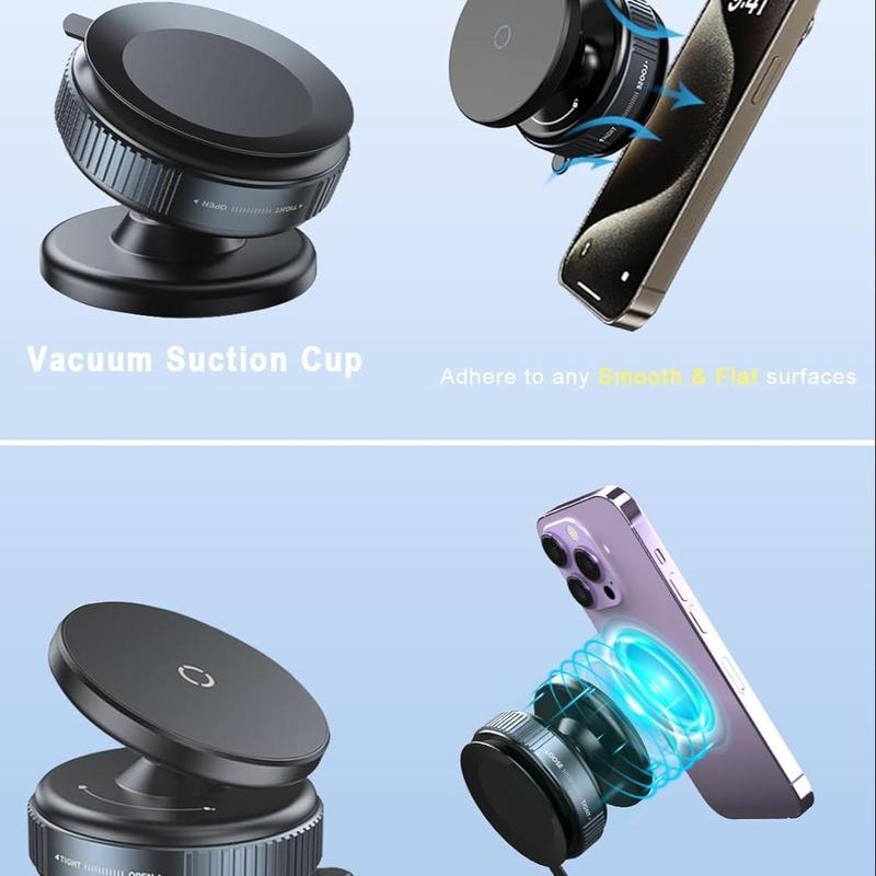 Vacuum Magnetic Suction Phone Mount, Magnetic Car Phone Holder, Car Accessories for iPhone 16 15 14 13, Ideal for Gym/Mirror/Shower/Smooth Surface, Car Essentials 6