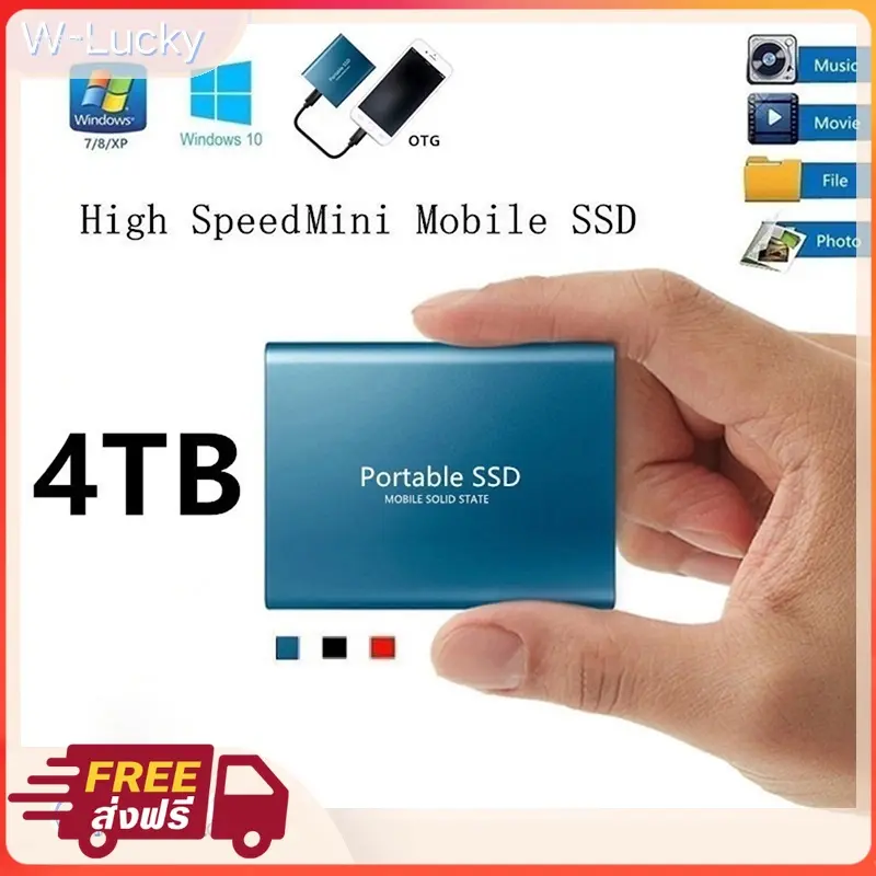 ร้านไทย พร้อมส่ง// W-lucky ฮาร์ดดิสก์มือถือ SSD 4TB 2TB 1TBGB Type C USB3.1 แบบพกพา
