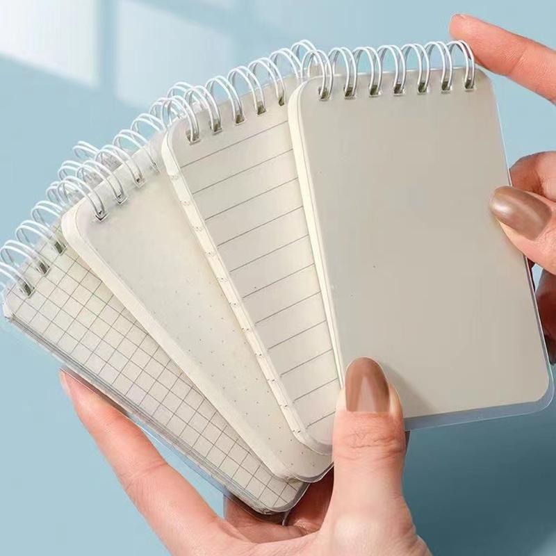 Sổ tay lò xo dọc bìa nhựa trong suốt khổ A7 80 tờ, sổ tay mini bỏ túi tiện dụng