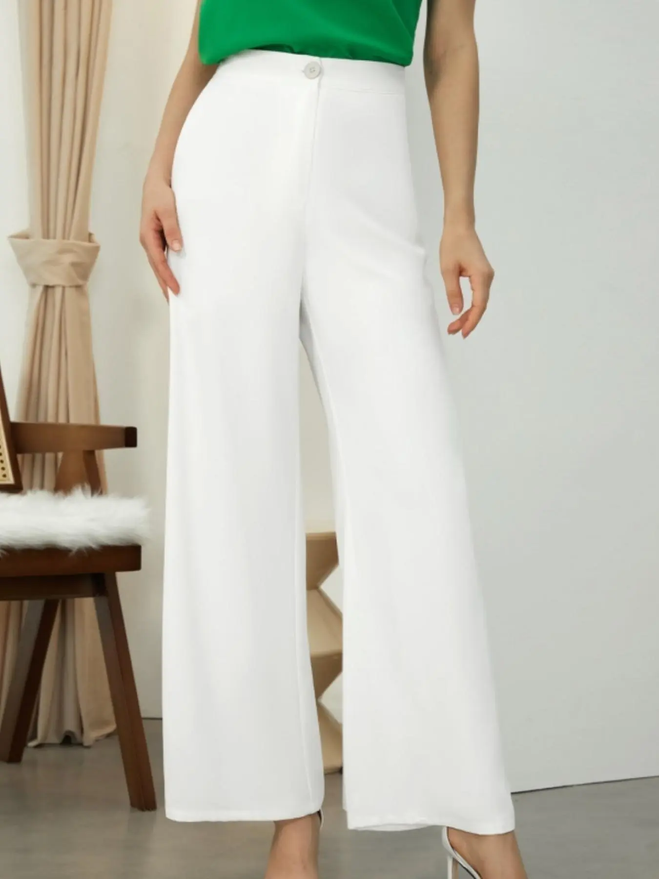 Women's Solid Button Fly Wide Leg Pants, Casual Elegant Fashion Trousers for Daily Outdoor Wear, Women's Bottoms for Summer