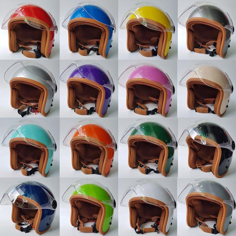 Mũ Bảo Hiểm 3/4 đầu Lót Nâu Sơn Bóng Có Kính Cao Cấp Như Hình - Hàng CTY-Cam Kết Chất Lượng Giống Hình