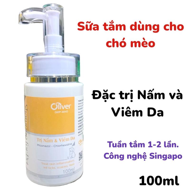 Chai Sữa tắm chó mèo trị nấm da, mốc, lác và viêm da theo công nghệ Singapo (100ml) Shampoo For Pet