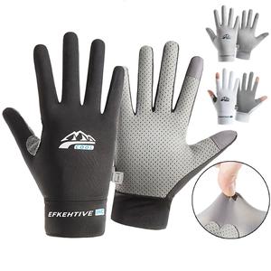 ถุงมือตกปลา Unisex กันแดด ป้องกันรังสียูวี ทำจากผ้าไหมน้ำแข็ง ระบายอากาศ เหมาะสำหรับปั่นจักรยาน มีที่กันลื่น สำหรับฝ่ามือและมือ 1 คู่