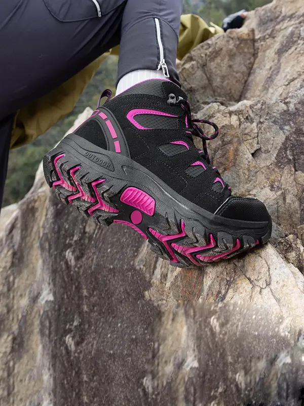 Women's Colorblock Patchwork Lace Up Hiking Shoes, Casual Outdoor Sports Shoes, Breathable Comfortable Non-slip Sneakers for Outdoor Activities 8
