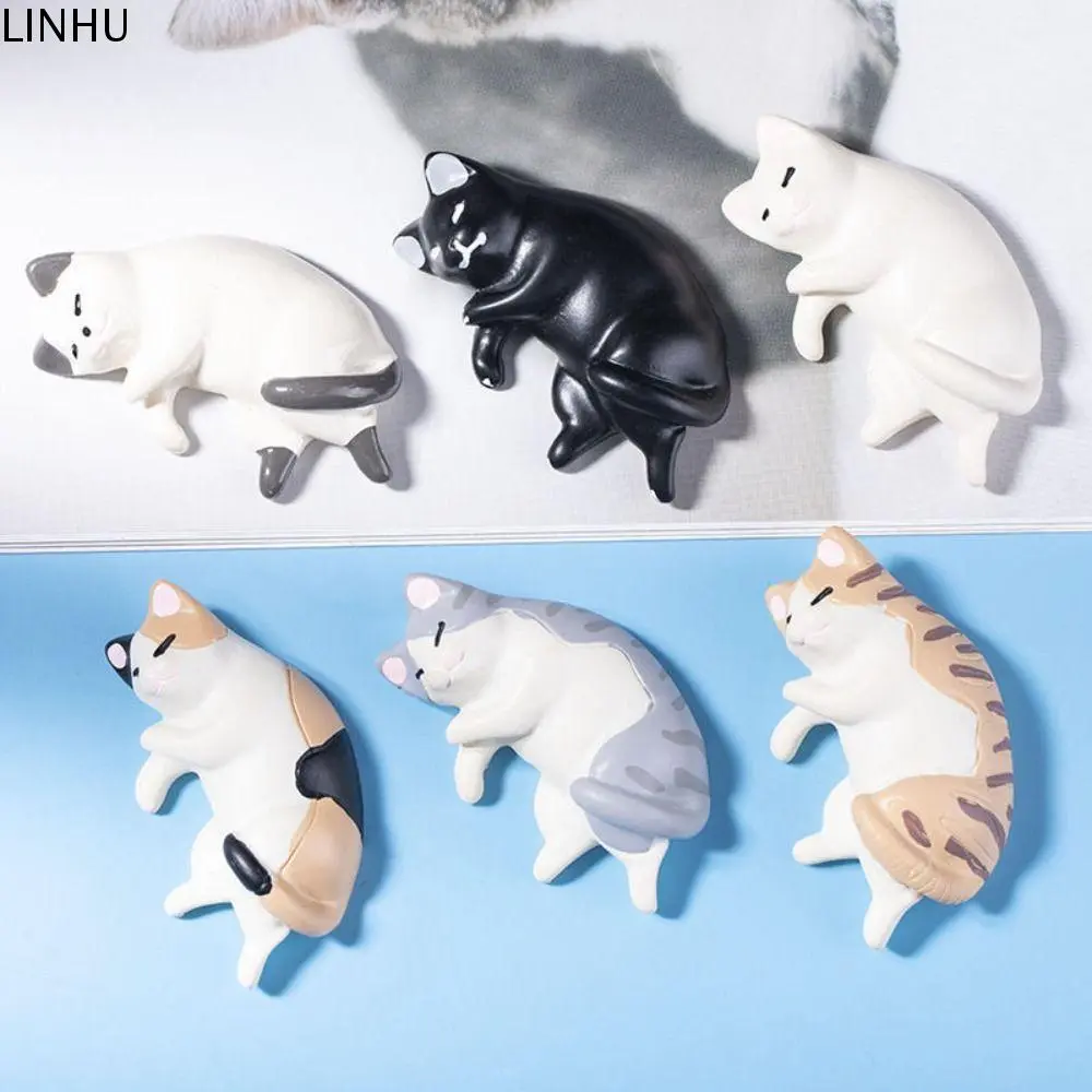 LINHU Decoration Accessories Cute Simulated Cat Fridge Ornaments Simulation Handicraft Cat Resin Accessories Sleep Cat Resin Lazy Cat Miniatures Phone Case Patch