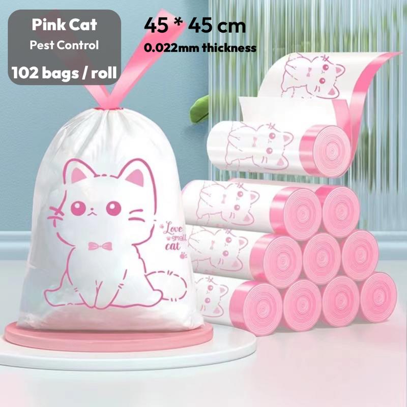 Product Introduction of [In Stock] 102 bags/roll drawstring garbage bags, insect-proof thickened disposable watertight kitchen garbage bags trash bags toilet degradable 9