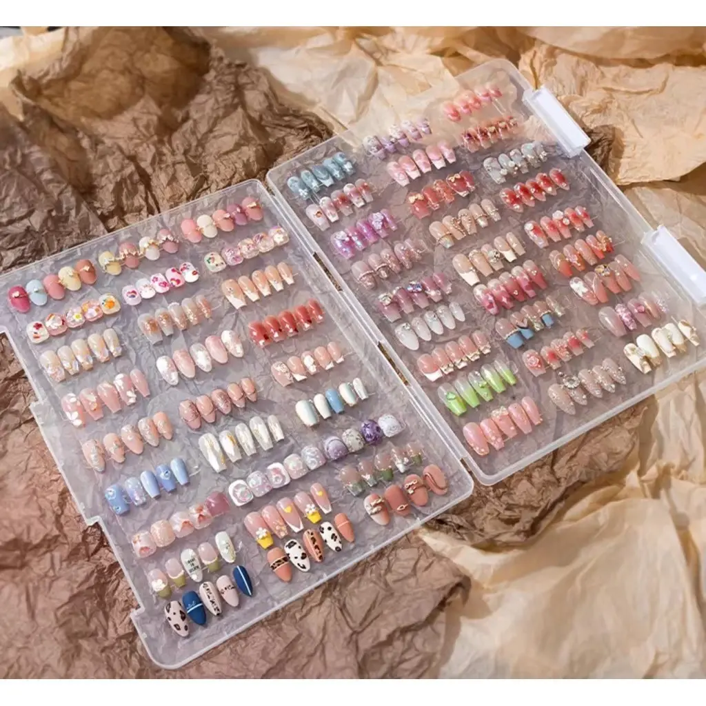 Hộp đựng móng mẫu nailbox, Bảng trưng bày móng mẫu Hộp đựng nail box trong suốt trưng bày móng