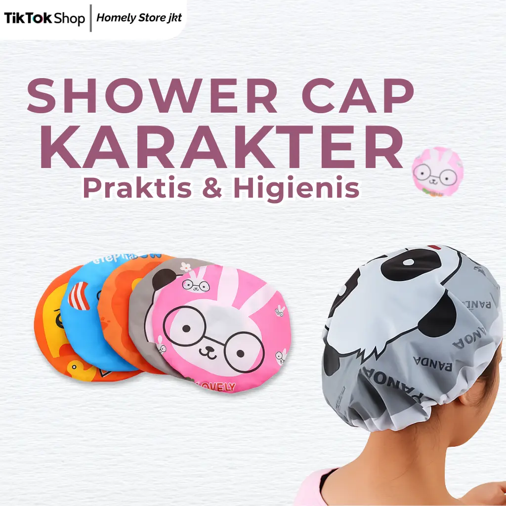 Shower cap karakter lucu motif anak anak shower cap pelindung kepala mandi