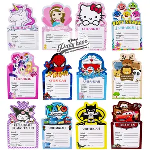 Kartu Undangan Ulang Tahun Anak isi 10 pcs + plastik Model Shape / Karakter Kartun Invitation Card