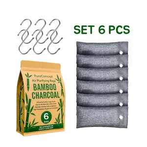 PureConcept 6pcs Bamboo Charcoal Air Purifying Bag Purifier Penghilang Bau Sepatu Penjernih Udara Odor Removing Bag