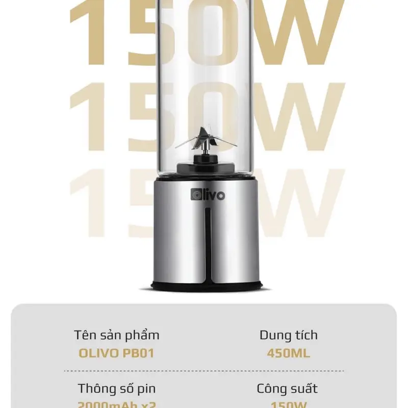 MÁY XAY SINH TỐ CẦM TAY MINI OLIVO PB01 8