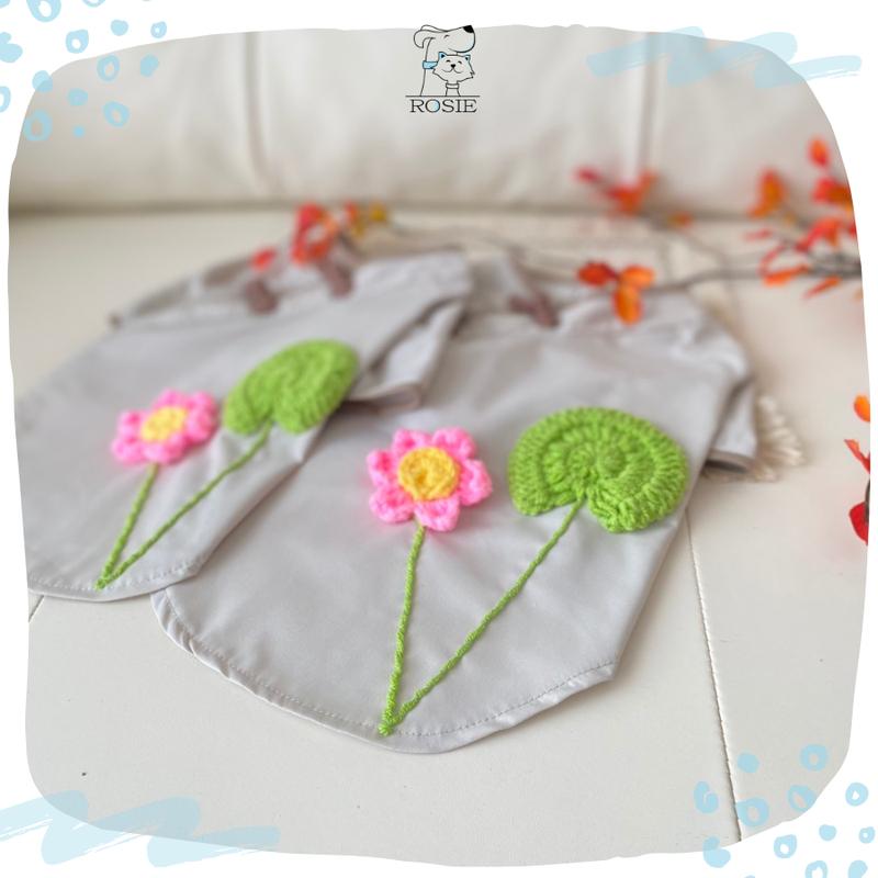 Áo lam cho chó mèo áo lam đi chùa cho thú cưng hoa sen len móc tay nhà Rosie 5