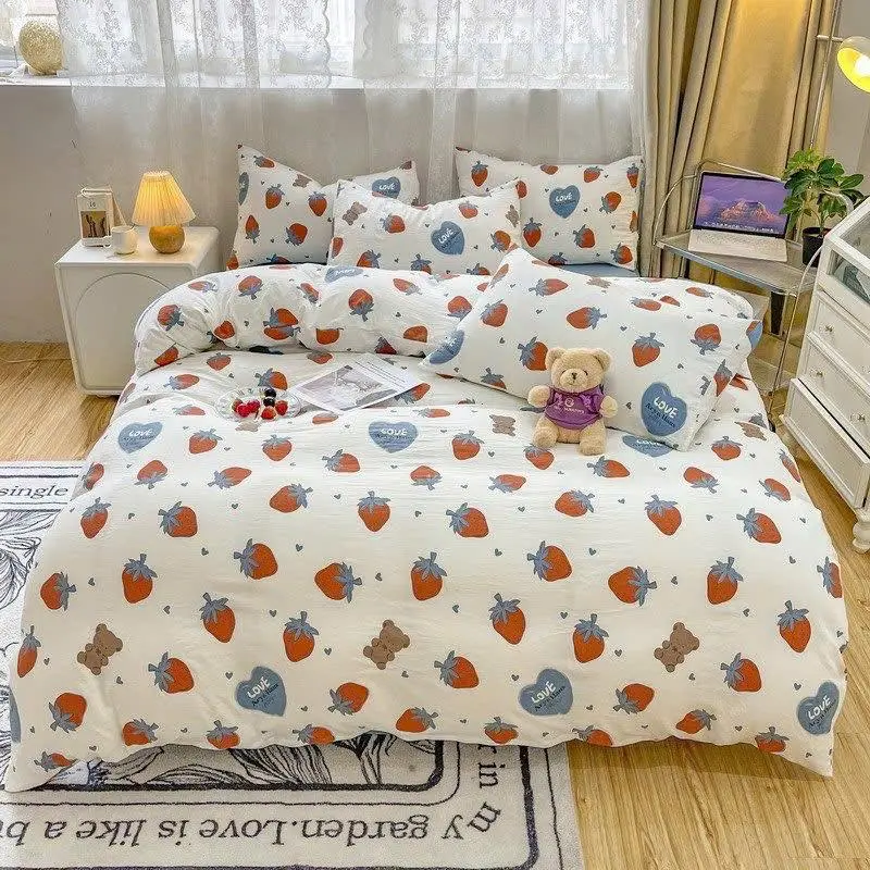 ￼Bộ chăn ga gối 5 món sơ đũi đậu nành trần bông dày dặn mềm mịn thoáng khí thấm hút mồ hôi 8