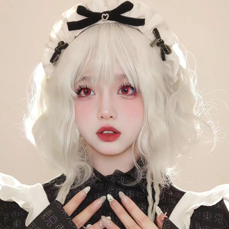 Product Introduction of 2024 Creamy-white Wig Women's Short Hair Cute Anti-Aging Short Curly Hair Small Curls Bobhaircut Artificial Human Hair Natural Full-Head Wig 8