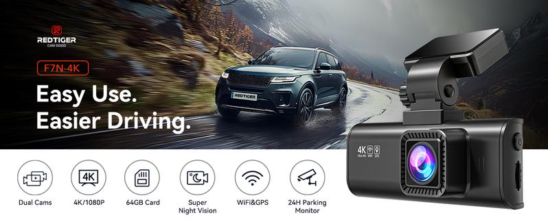 Product Introduction of REDTIGER F7N 4K Dual Dash Cam with 64GB Card, Built-in WiFi GPS Front 4K/2.5K Rear 1080P Car Dual Dash Cam, 3.2inch Screens, 170° Wide Angle, Parking Monitoring, Supports 256GB M. ax 0