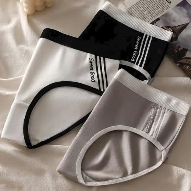 set 10 quần lót cotton nữ thiết kế họa tiết chữ sweet sọc và họa tiết gấu cute mềm mát Women Sọc Kẻ Thun 5