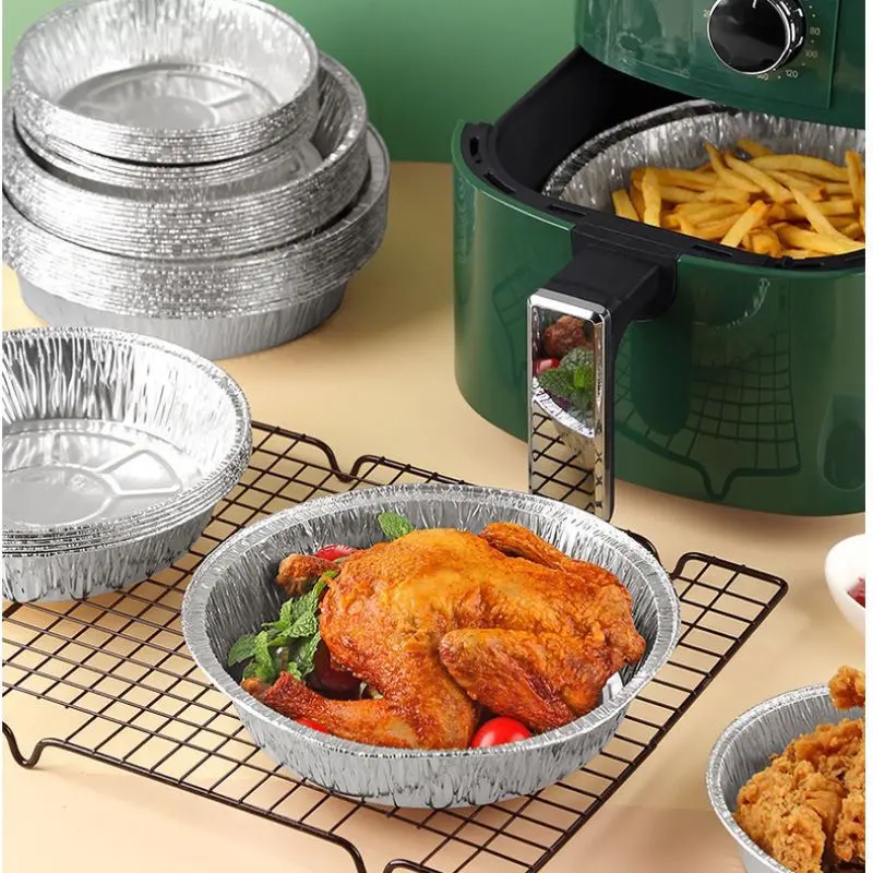 Sét 50 Khay Giấy Bạc Lót Nồi Chiên Không Dầu, Lò Nướng - Khuôn Đĩa Nhôm Đựng Thức Ăn, Thực Phẩm 6