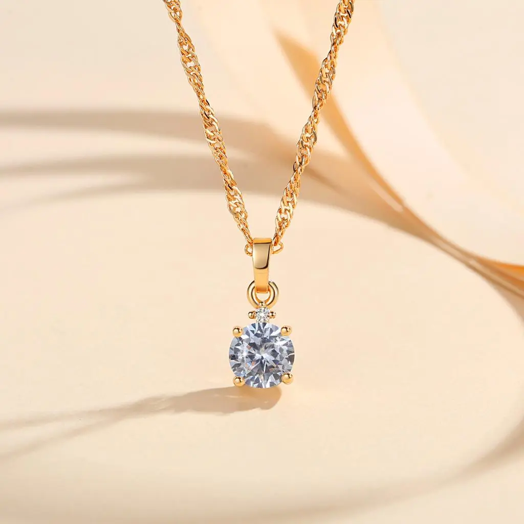 Lanme Jewelry Kalung Rantai Berlian Permata Titanium Anti Karat Lapis Emas Aksesoris Perhiasan Fashion Y058