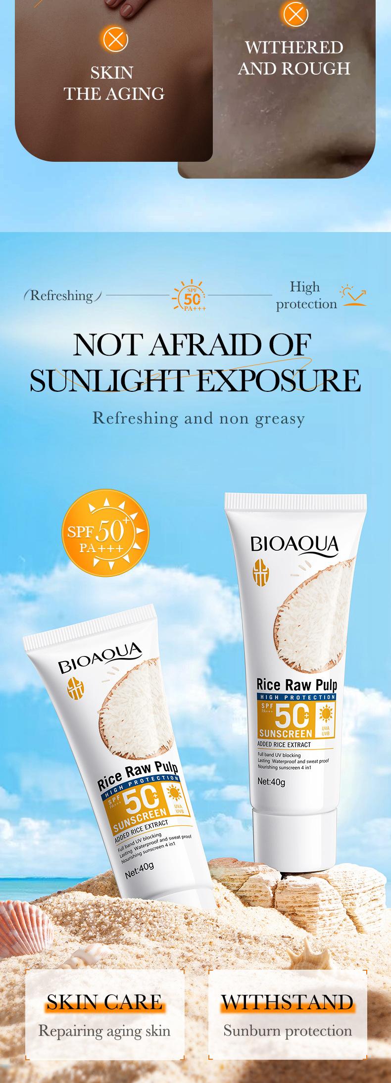 Product Introduction of Rice Puree  40G Bioaoua Sun Protection Makeup Primer Sun Protection   cream  dark  circles revive    cream eye physical   tinted     growth  factor sunscreen d'alba    sunscreen tone 0