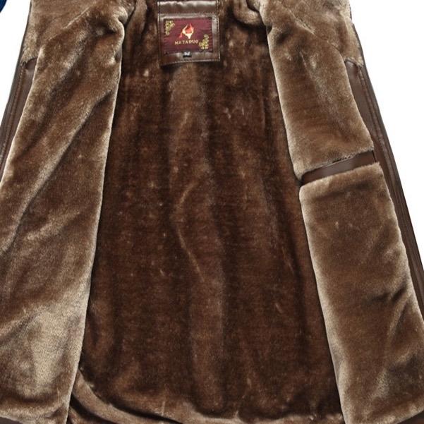 Áo da lót lông QC cổ bẻ dành cho bố siêu ấm Nam Menswear 1