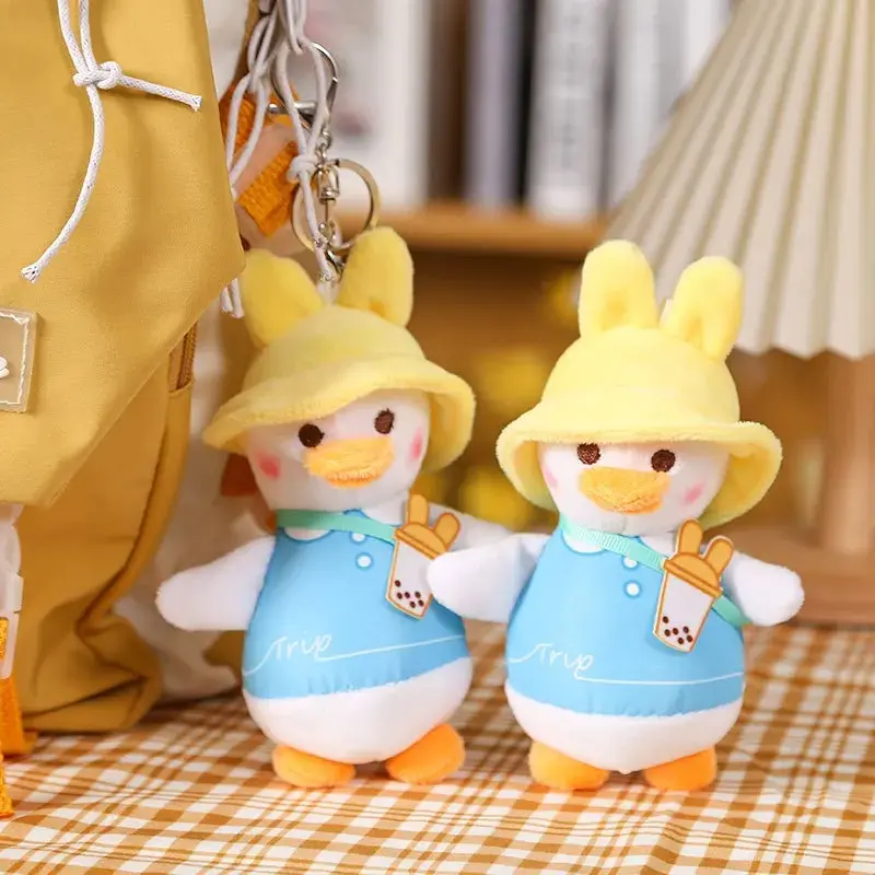 Cute Plush Keychain Women Dolls Stuffed Animals Soft Toys Lovely Duck Car Bag Accessory Kawaii Pendant Keyring Kids Girls Gifts