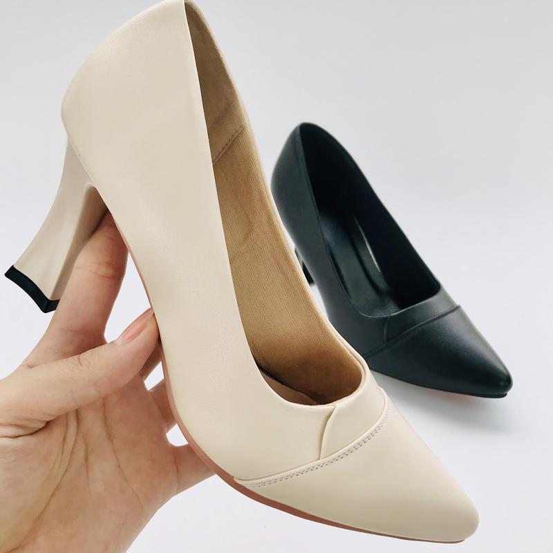 Giày Công Sở Kẻ Ngang Gót  5p và 7p Cao Su Nữ Shoes Hoa 6