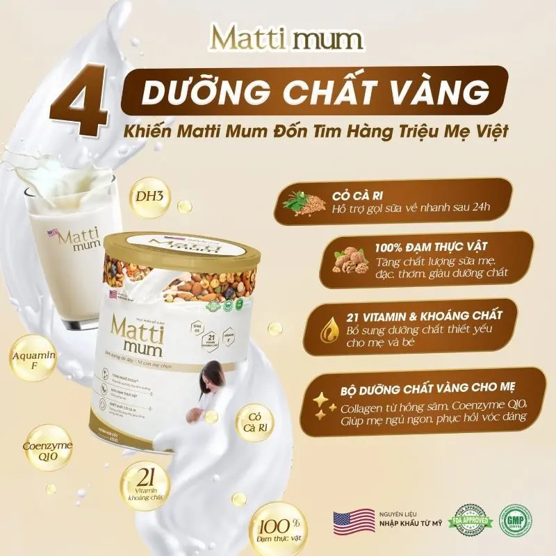 Sữa Hạt Matti Mum Lợi Sữa Cho Mẹ Sau Sinh 650g - Tăng Cường Tiết Sữa, Bổ Sung Vitamin Và Khoáng Chất, Protein 5