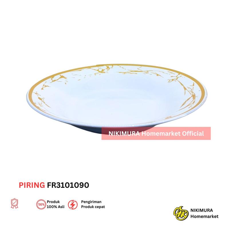 Piring Keramik 9 Inch Putih Formia Soup Plate White Marble 1