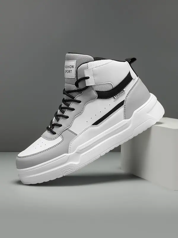 Fashion Patchwork Design Lace Up High Top Sneakers, Casual Breathable Walking Shoes, Non-slip Outdoor Round Toe Hiking Shoes Designer Shoes 8