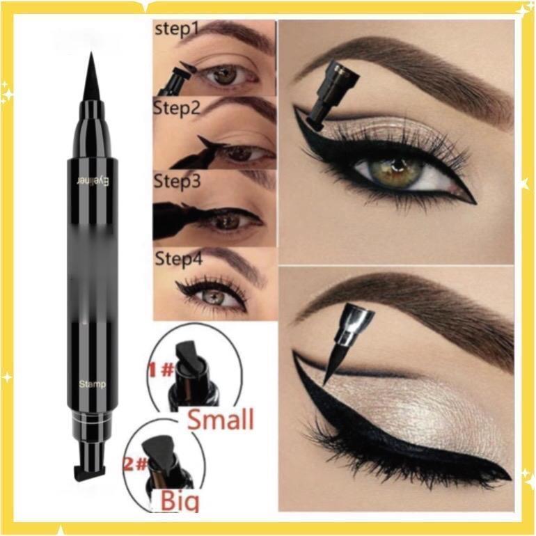 Verfons Eyeliner Korea Stempel 2 in 1 Cair Pensil Super Tahan Air Hitam Berkepala Dua Perangko Eye Liner Mata Maquiagem Kosmetik Alat Makeup/Cmaadu Mata Liner Cair Membuat Pensil Eye Liner Pensil Cair Hitam Tahan Air Ganda Best Seller 0