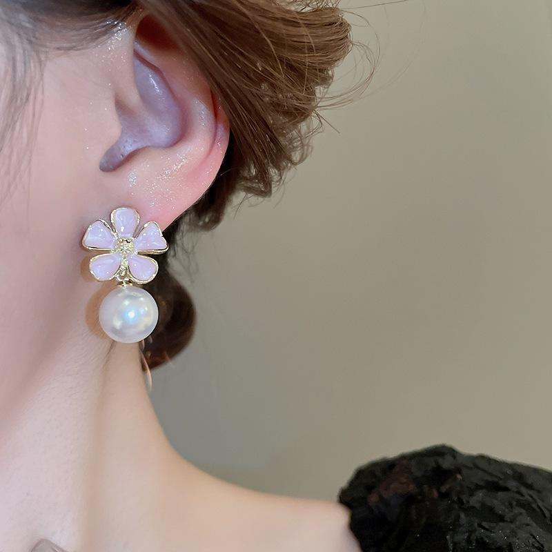 Anting-Anting Mutiara Bunga S925 Anti Karat Aksesoris Wanita Korea Style Fashion 4