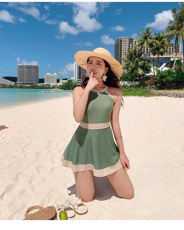 Product Introduction of New One Piece Skirt Ladies Style One Piece Swimsuit Women's Small Fresh Backless Strap Conservative Slim Bikini 15