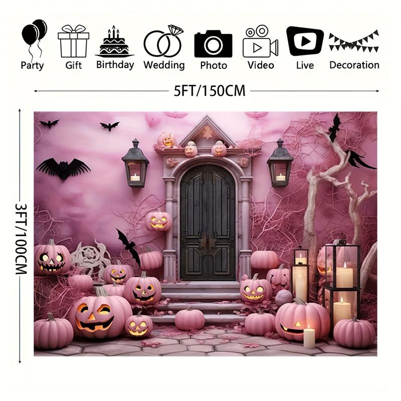 Product Introduction of Phông nền Vinyl Halloween, Trang trí bí ngô ma quái, Lối vào lâu đài Gothic, Cây đáng sợ, Gián, Nến, Thích hợp cho chân dung trẻ em và nền chụp ảnh dự tiệc, Đạo cụ Studio gian hàng ảnh 0