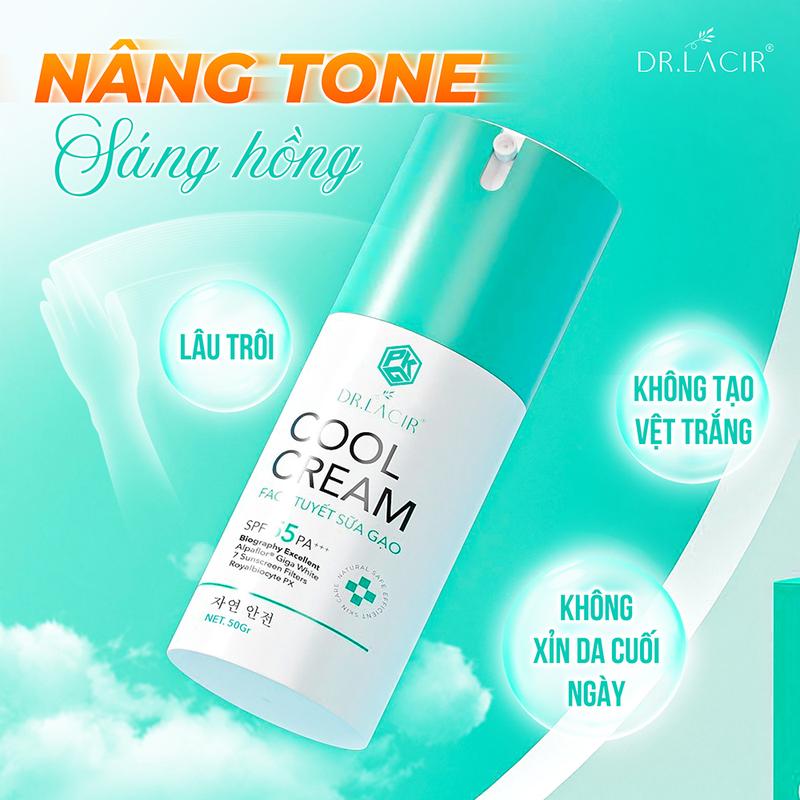 Kem Chống Nắng Cool Cream Dr Lacir SPF 55 Hộp 50Gr dưỡng da chống nắng, ngừa thâm nám   Skincare Sunscreen
