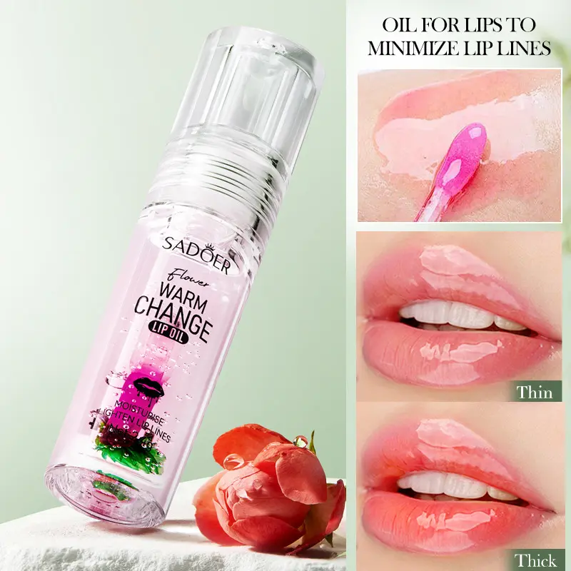 SADOER Fresh Flower Temperature Changing Lip Oil Series Autumn Winter Lip Balm AntiChap Lip Cream