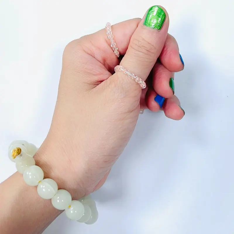 NHẪN HANDMADE MÀU HỒNG MÃ 05 DẠNG TRÒN TRONG SUỐT LẤP LÁNH 4
